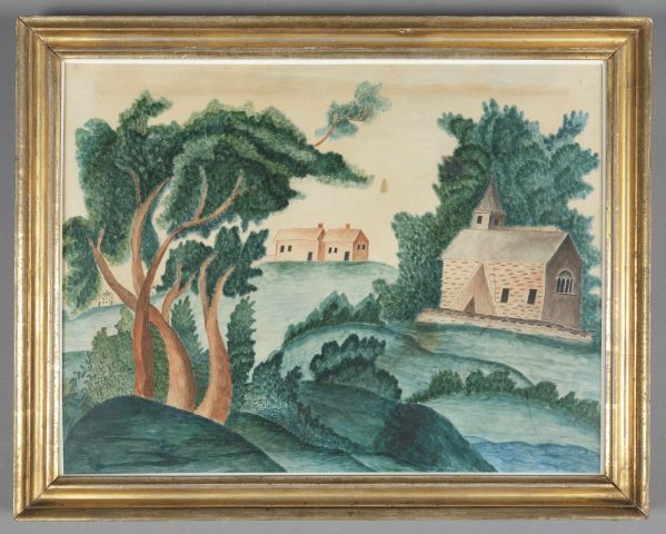 Watercolor village scene
